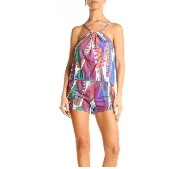 PILYQ colorful tropical multicolor print romper S - Picture 1 of 7